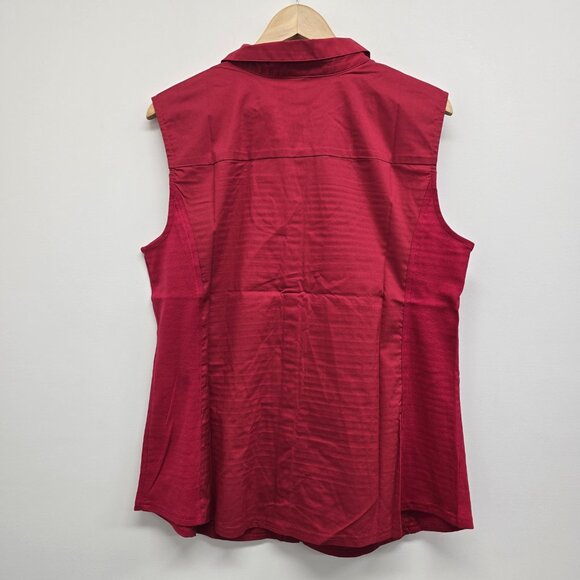 NWT Christopher Banks Sleeveless Button Down Blouse Top Sz XL V-Neck Tiered Red - Picture 2 of 7
